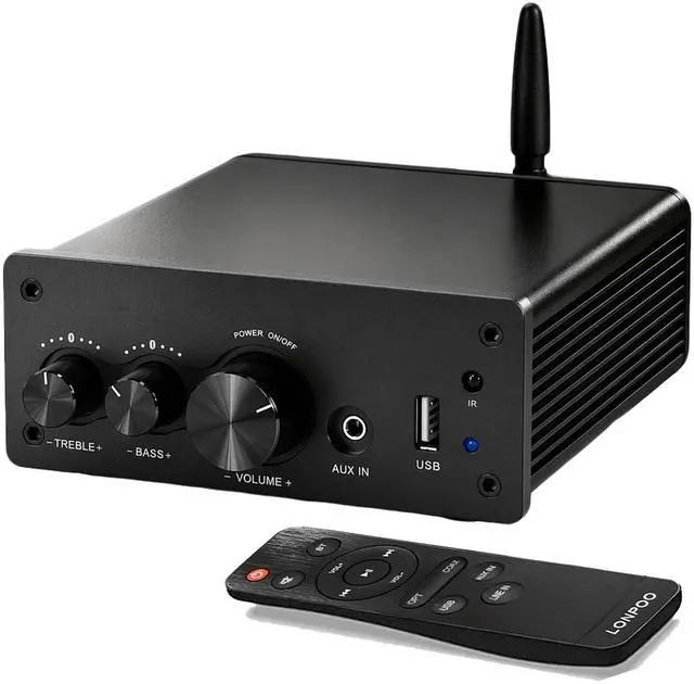 Main image of 200W Mini Bluetooth Audio Amplifier Class D for Bookshelf Speaker | 2.0 Channel Integrated Amp, Optical Coaxial USB AUX Input, HiFi, 200W RMS (LP-615B)