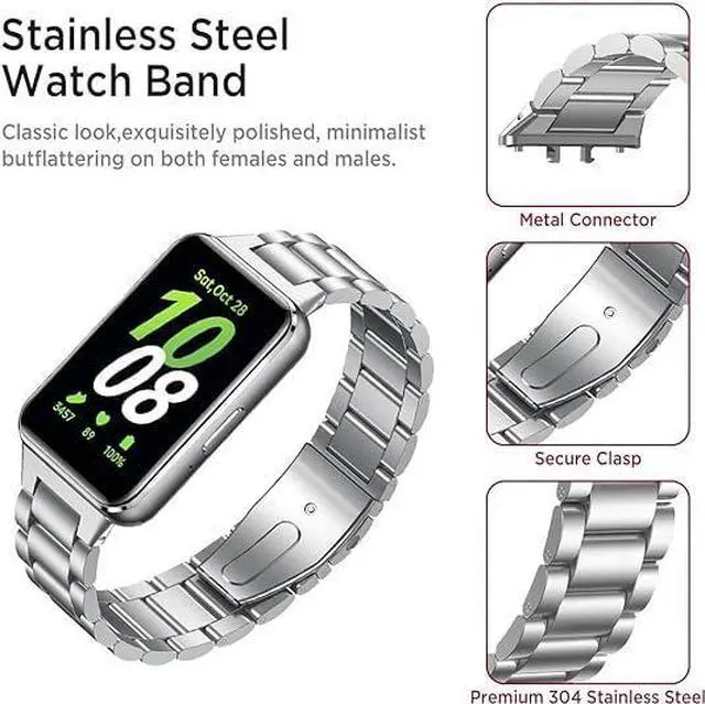 Alt view image 3 of 7 - Metal Strap for Samsung Galaxy Fit 3 Stainless Steel Bracelet Replacement Wristband