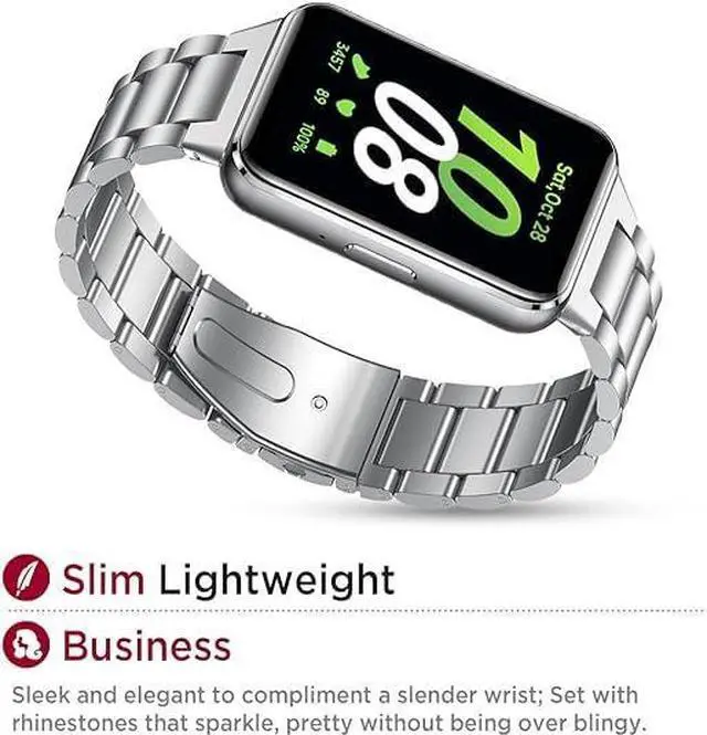 Alt view image 4 of 7 - Metal Strap for Samsung Galaxy Fit 3 Stainless Steel Bracelet Replacement Wristband