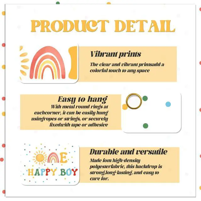 Alt view image 3 of 6 - One Happy Boy Backdrop - Boho Boy's 1st Birthday Decor, First Trip Around the Sun Decor, Sunshine Birthday Baby Shower Party Decorations for boy 7x5ft