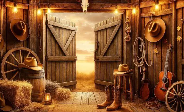 Alt view image 7 of 7 - Cowboy Birthday Backdrop 71x43 in Celebration Wall Decor | Birthday Backdrop and Celebration Wall Banner for Party Wall, Photo Booth and Cake Table, Wild West Cowboy Artwork