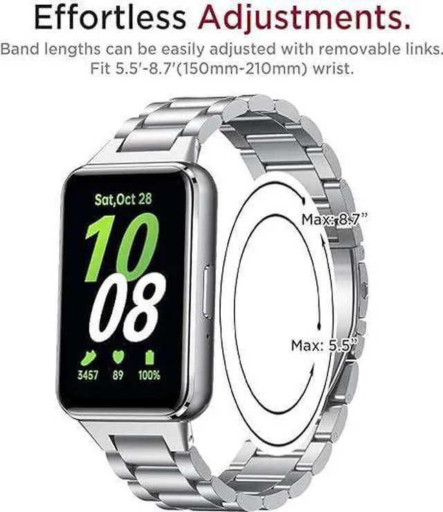 Alt view image 6 of 7 - Metal Strap for Samsung Galaxy Fit 3 Stainless Steel Bracelet Replacement Wristband
