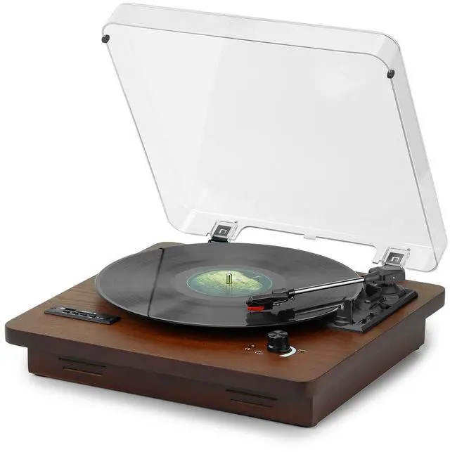 Main image of Vinyl Record Player with Bluetooth Input/Output, FM Radio, USB/SD Play&Recording, 3 Speed Turntable with Built-in Speakers, RCA Output, AUX in, Earphone Jack