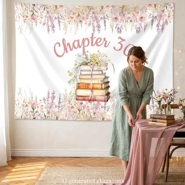 Alt view image 3 of 6 - Chapter 30 Birthday Backdrop Sign Books Lover 30th Birthday Decorations | Book Themed 30th Birthday Decorations 5x3ft Chapter 30 Backdrop Sign Reading Book Club Birthday Party Supplies