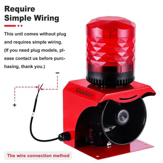 Alt view image 5 of 6 - 120dB Industrial Siren Alarm, IP65 Outdoor Sound and Light Alarm, Adjustable Volume & Tone for Home, Office, Factory, Warehouse (Industrial, 12, V)