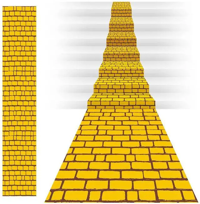 Main image of Yellow Long Brick Floor Runner Brick Wall Backdrop Carpet for Halloween Wizard Cosplay Party Princess Decorations (54 in X 32.8 ft)