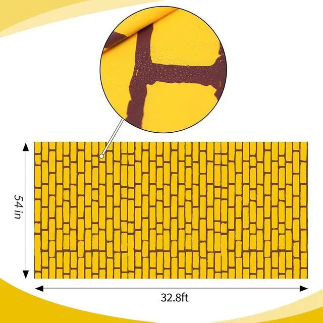 Alt view image 2 of 7 - Yellow Long Brick Floor Runner Brick Wall Backdrop Carpet for Halloween Wizard Cosplay Party Princess Decorations (54 in X 32.8 ft)