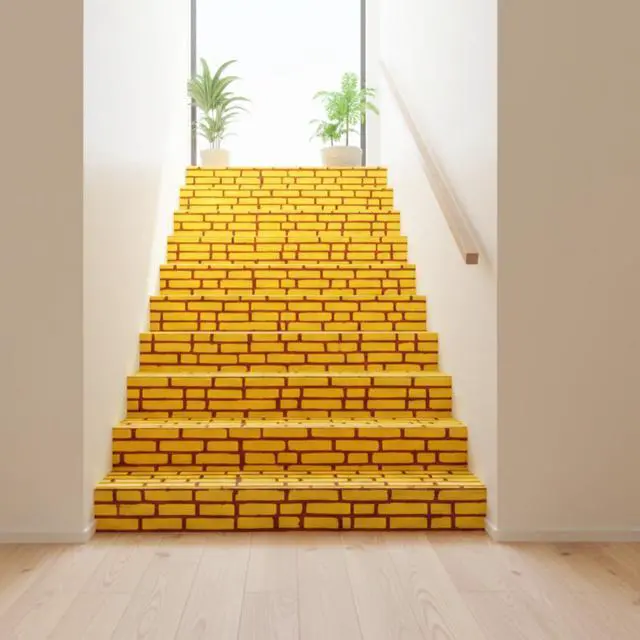 Alt view image 3 of 7 - Yellow Long Brick Floor Runner Brick Wall Backdrop Carpet for Halloween Wizard Cosplay Party Princess Decorations (54 in X 32.8 ft)