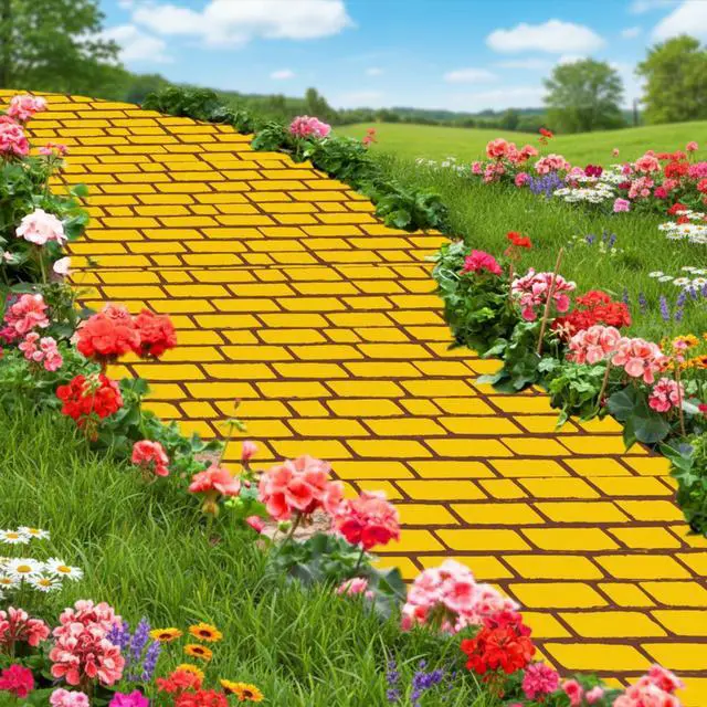 Alt view image 7 of 7 - Yellow Long Brick Floor Runner Brick Wall Backdrop Carpet for Halloween Wizard Cosplay Party Princess Decorations (54 in X 32.8 ft)