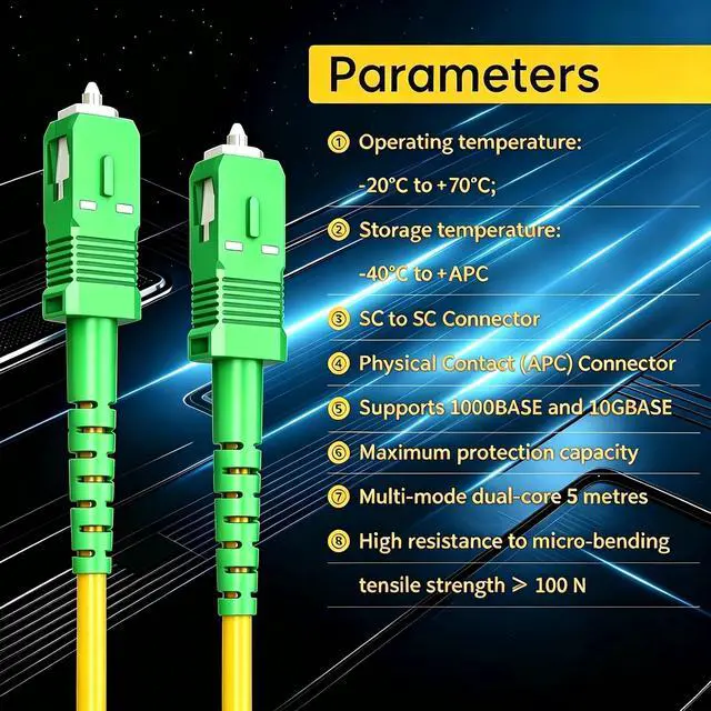 Alt view image 5 of 7 - OS2 LSZH SC to SC APC Fiber Optic Patch Cord 5m/16.4ft | Single Mode 9/125m patch cable, Fiber Jumper Cord for FTTH, GPON, CATV, telecom and fiber network