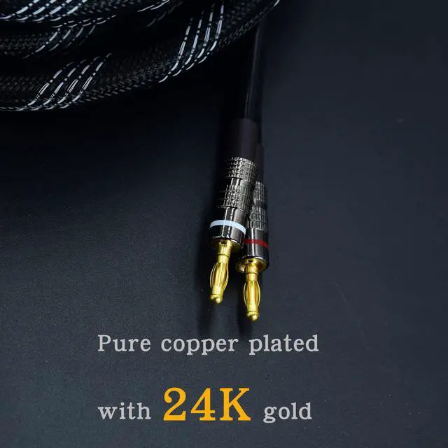 Alt view image 3 of 6 - 2pack 6ft feet 12awg Premium Heavy Duty Braided Wire Dual Banana to Banana Gold Plated Plug Speaker Cable OFC Oxygen-Free Copper