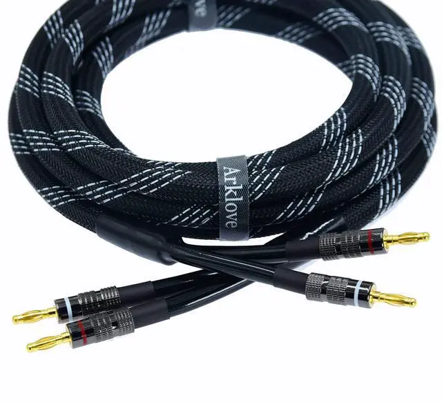 Main image of 1pcs 30ft 12awg Premium Heavy Duty Braided Wire Dual Banana to babana Gold Plated Plug Speaker Cable OFC Oxygen-Free Copper