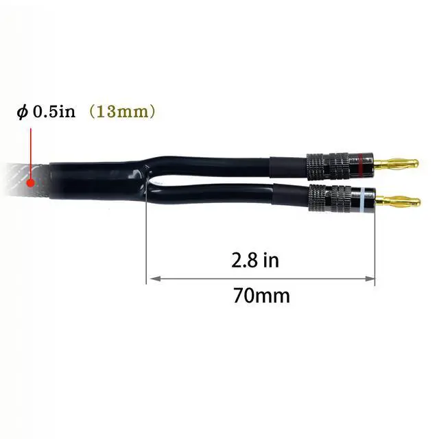 Alt view image 6 of 6 - 2pack 6ft feet 12awg Premium Heavy Duty Braided Wire Dual Banana to Banana Gold Plated Plug Speaker Cable OFC Oxygen-Free Copper