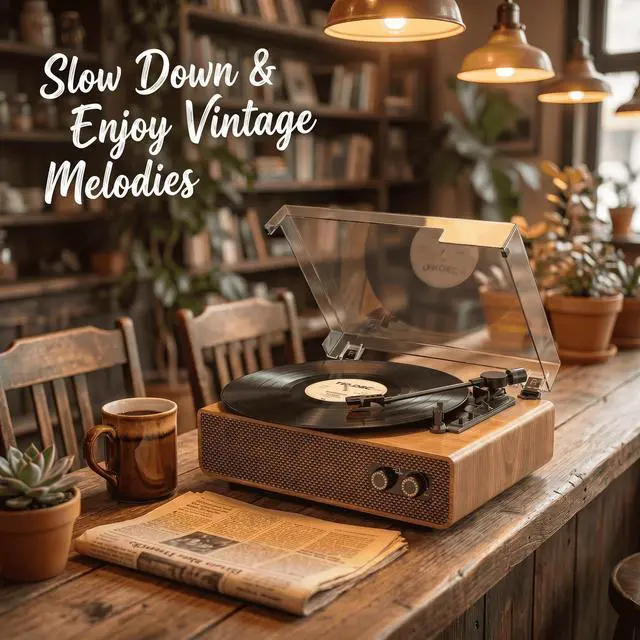 Alt view image 7 of 7 - Vinyl Record Player, 3-Speed Turntable with Built-in Speakers, Bluetooth, Adjustable Tonearm Weight, Retro Record Player with Auto Stop, Anti-Vibration Vintage Style for Home Decor & Music Lovers