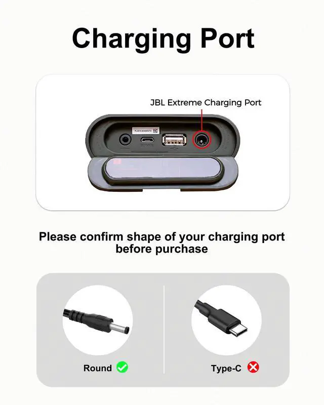 Alt view image 4 of 6 - 19V Charger for JBL Xtreme 2 Wireless Bluetooth Speaker, ETL Adapter | Compatible with JBL Xtreme 2, Xtreme 1, Boombox 2, Boombox 1, Portable Wireless Bluetooth Speaker 9.8FT Power Cord
