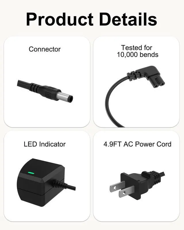 Alt view image 5 of 6 - 19V Charger for JBL Xtreme 2 Wireless Bluetooth Speaker, ETL Adapter | Compatible with JBL Xtreme 2, Xtreme 1, Boombox 2, Boombox 1, Portable Wireless Bluetooth Speaker 9.8FT Power Cord