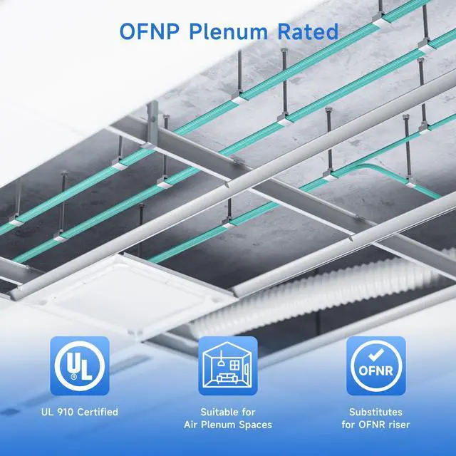 Alt view image 3 of 6 - 10Gb OM3 LC to SC Plenum Fiber Optic Cable, 98.4ft / 30m | OFNP Plenum Fiber Cable, Multimode Duplex, 50/125µm