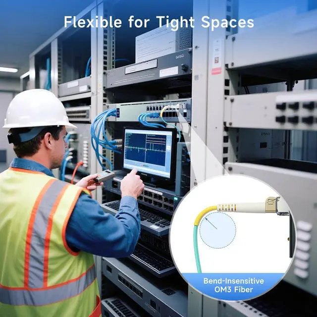 Alt view image 6 of 6 - 10Gb OM3 LC to SC Plenum Fiber Optic Cable, 98.4ft / 30m | OFNP Plenum Fiber Cable, Multimode Duplex, 50/125µm