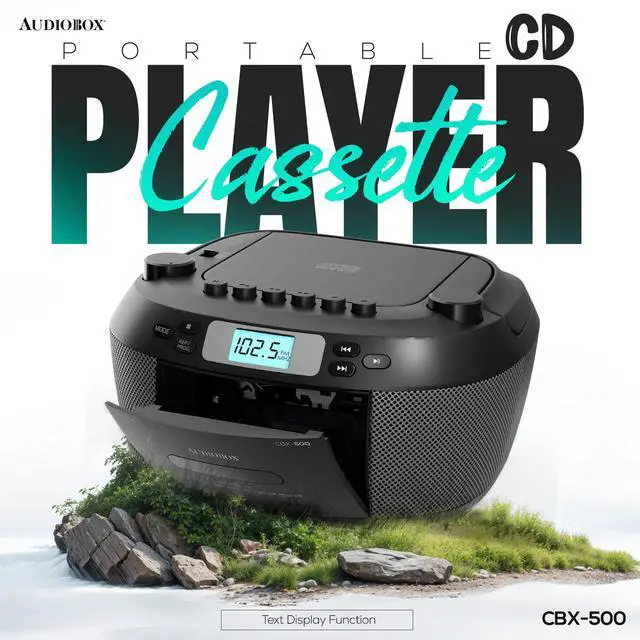 Alt view image 2 of 6 - Portable CD & Cassette Player, AM/FM Radio, Bluetooth Boombox | AM/FM Radio, USB, MicroSD & AUX Inputs, Dual AC/Battery Power, Remote Control, Stereo Speakers, Easy-Carry Handle