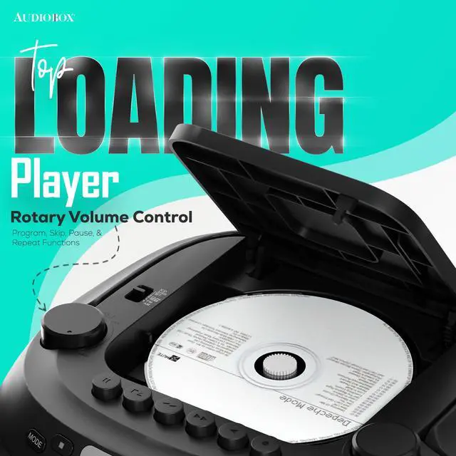 Alt view image 4 of 6 - Portable CD & Cassette Player, AM/FM Radio, Bluetooth Boombox | AM/FM Radio, USB, MicroSD & AUX Inputs, Dual AC/Battery Power, Remote Control, Stereo Speakers, Easy-Carry Handle