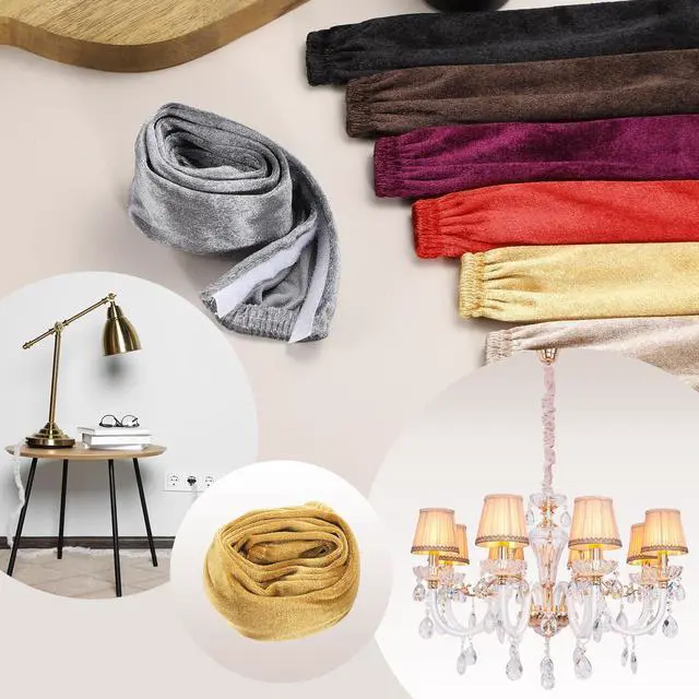 Alt view image 5 of 7 - 3.3ft Chandelier Chain Cord Cover, Velvet Cloth Fabric Chain Sleeve Decorative Cord Covers for Chandelier Wires Swing Cable, Hook and Loop Fastener Style, Gold