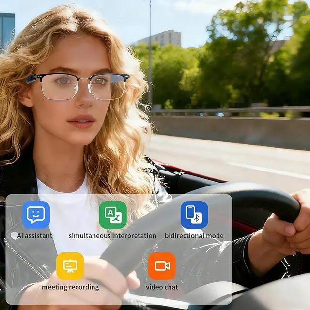 Alt view image 2 of 6 - AI Smart Glasses Powered by ChatGPT,164 Languages Translation and Photochromic Lens, Meeting Assistant, Bluetooth Glasses for Men & Women Music & Hands-Free Calling, UV & Blue Light Protection
