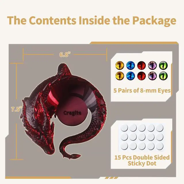 Alt view image 2 of 6 - Dragon Holder for Echo Dot 4th/5th Gen, 3D Printed Echo Dot Cover, 5 Color Eye Sets, Originally Designed Echo Dot Stand, Unique Echo Dot Case (Black Red)