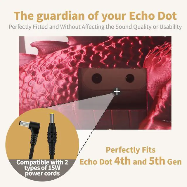 Alt view image 5 of 6 - Dragon Holder for Echo Dot 4th/5th Gen, 3D Printed Echo Dot Cover, 5 Color Eye Sets, Originally Designed Echo Dot Stand, Unique Echo Dot Case (Black Red)
