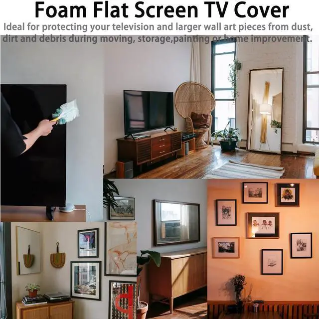 Alt view image 4 of 7 - 2 Pack Foam Flat Screen TV Cover, Fits Up to 70"L x 42"W, Waterproof, Poly Foam, White