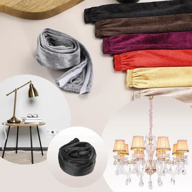 Alt view image 5 of 7 - 3.3ft Chandelier Chain Cord Cover, Velvet Cloth Fabric Chain Sleeve Decorative Cord Covers for Chandelier Wires Swing Cable, Hook and Loop Fastener Style, Black