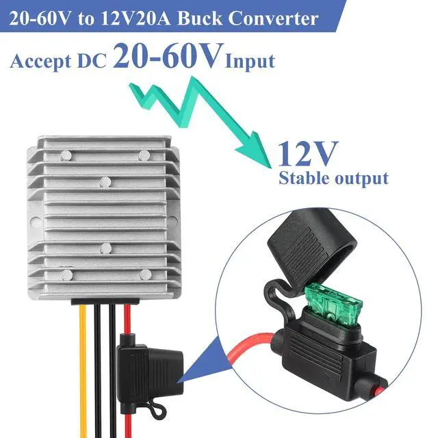 Alt view image 2 of 7 - 20-60V to 12V20A 240W Waterproof DC/DC Step Down Converter | Step Down Module, for Car, Truck, LED and ToolsStep Down Power Transformer