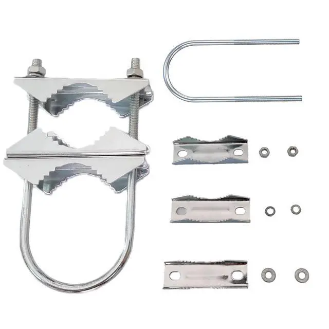 Alt view image 2 of 4 - Double Antenna Mount Clamp U-Bolt Mounting Hardware Mast to Mast Mount Bracket Kit (Without The Pole) Antenna Mast Clamp V Jaw Accessories Stainless Steel for TV CB Ham Outside Antenna