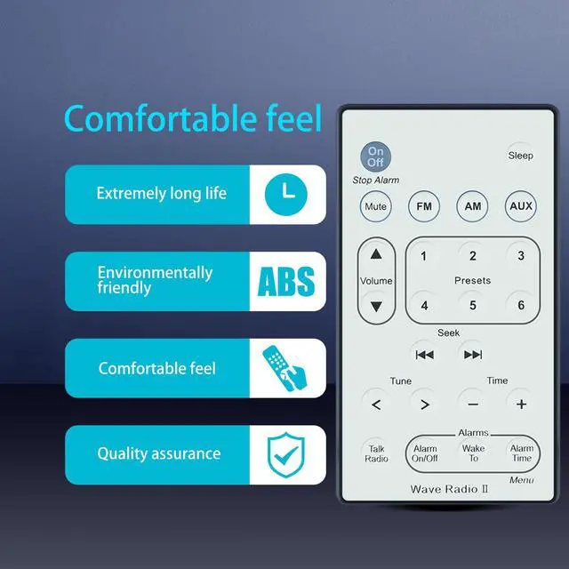 Alt view image 3 of 6 - Replacement Remote Control for Bose Wave Radio II AWR1B1 AWR1B2 (White)
