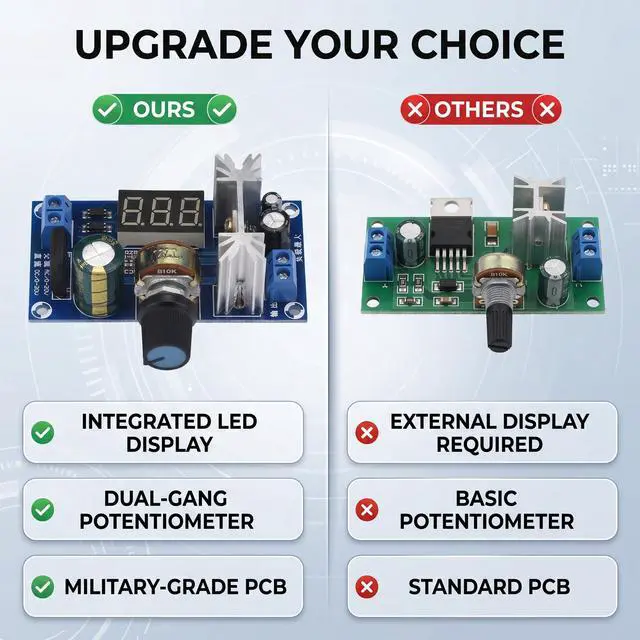 Alt view image 3 of 7 - Adjustable Voltage Regulator,LM317 Adjustable Voltage Regulator Power Supplement Board Digital Voltage Display