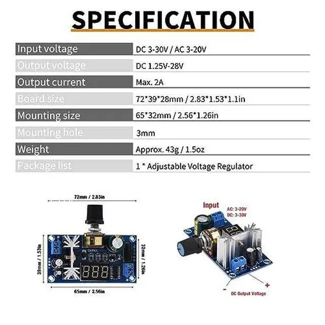 Alt view image 6 of 7 - Adjustable Voltage Regulator,LM317 Adjustable Voltage Regulator Power Supplement Board Digital Voltage Display