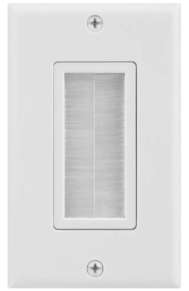 Alt view image 4 of 7 - Single Gang Brush Wall Plate with Low Voltage Bracket - 2 Pairs | In-Wall Cable Management Passthrough Faceplate and Drywall Mounting Bracket Kit for HDMI, Coaxial, and Speaker Wire Setup