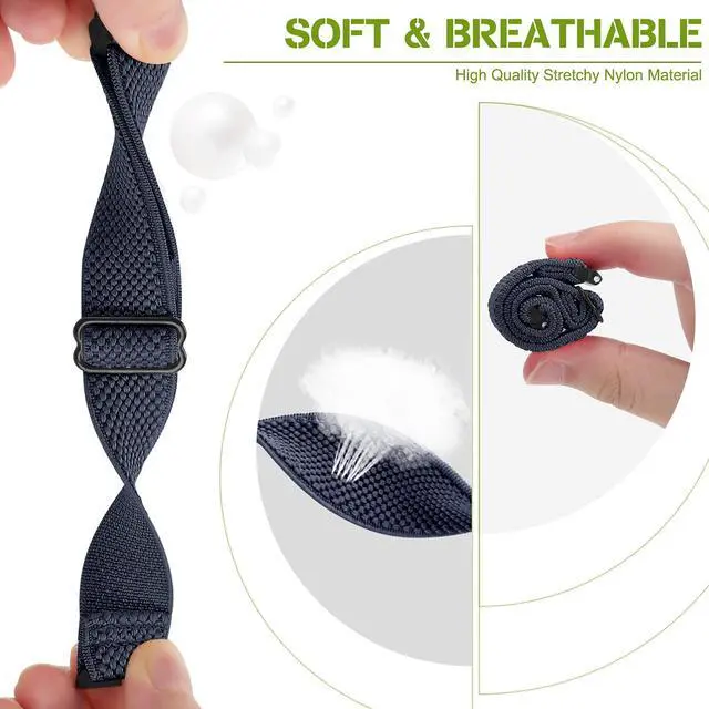 Alt view image 2 of 7 - 5 Pack Adjustable Elastic Watch Band Compatible with Fitbit Versa 2 Band Women Men, Soft Loop Stretchy Nylon Sport Straps Replacement Wristbands