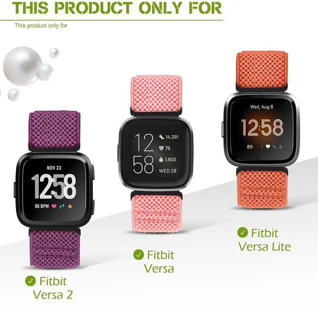 Alt view image 4 of 7 - 5 Pack Adjustable Elastic Watch Band Compatible with Fitbit Versa 2 Band Women Men, Soft Loop Stretchy Nylon Sport Straps Replacement Wristbands