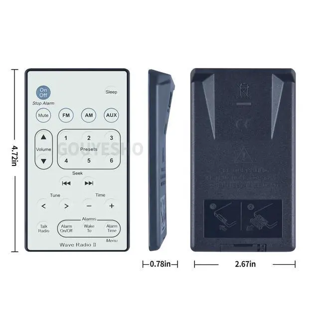 Alt view image 5 of 6 - Replacement Remote Control for Bose Wave Radio II AWR1B1 AWR1B2 (White)
