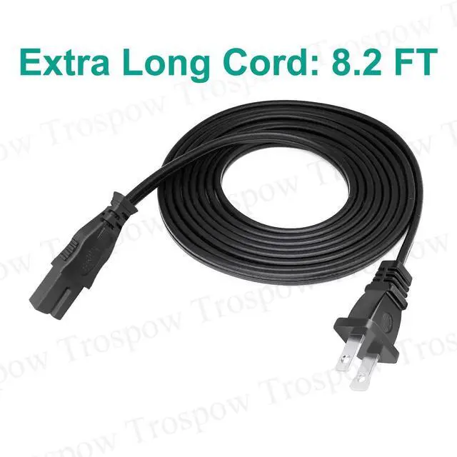 Alt view image 2 of 5 - 2 Prong 8.2Ft AC Power Cable Cord Replacement for Vizio E500I-A1 TV | Replacement for Vizio E701I-A3, E390I-A1, E55-C2, E320-B2, E60-C3, E65-C3, E70-C3, E320B2, E390-B0, E320i-B1, E390iB1 TV