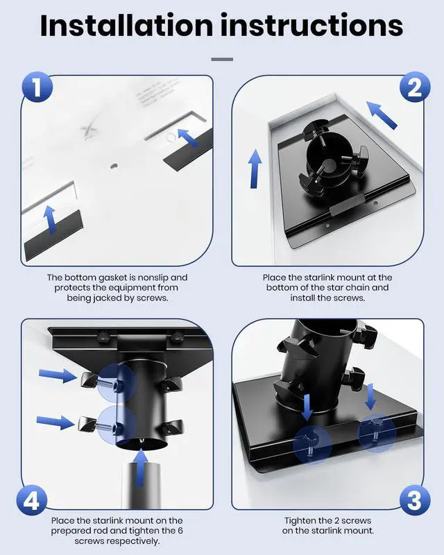 Alt view image 5 of 6 - Starlink 4/4X/Gen 3 Pipe Adapter, Starlink Pole Mount Fits 1 to 2.1 Poles | Tool Free Installation,Starlink Roof Mount Thick Coating, Waterproof, RustProof, HeavyDuty & Durable