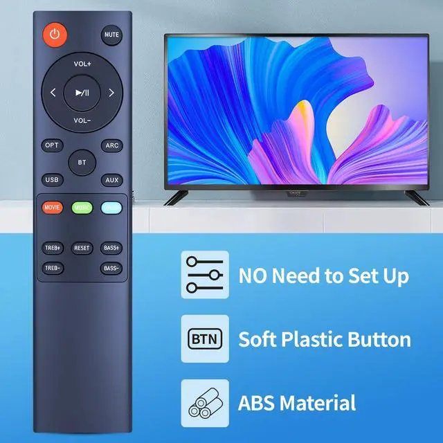 Alt view image 2 of 6 - Replacement Soundbar Remote Control for Norcent BYL Bestisan MEGACRA Soundbar Speaker Home Theater System, Compatible with Sound Bar ST09 ST08 SG02 SQ03 SG08 S6520 S8520, MB-3221NS MB-3220 MB-2521