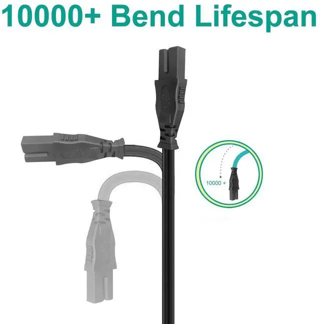 Alt view image 3 of 5 - 2 Prong 8.2Ft AC Power Cable Cord Replacement for Vizio E500I-A1 TV | Replacement for Vizio E701I-A3, E390I-A1, E55-C2, E320-B2, E60-C3, E65-C3, E70-C3, E320B2, E390-B0, E320i-B1, E390iB1 TV