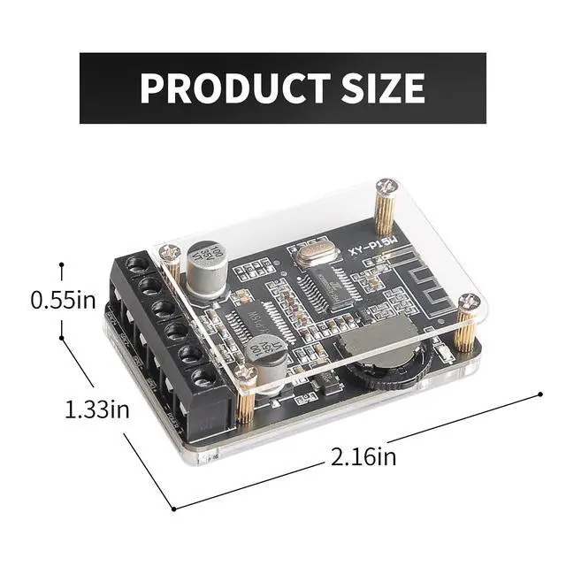 Alt view image 3 of 6 - Bluetooth Power Amplifier Board 2.0 Dual Channel Stereo Wireless Mini Amp Module with Protective Shell(XY-P15W)