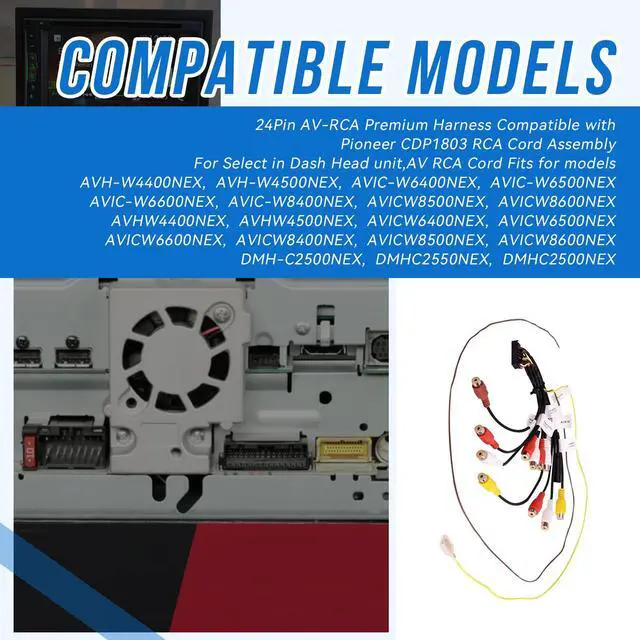 Alt view image 2 of 7 - XT91909 24Pin AV RCA Harness,for Full-Car Audio/Video Upgrade | Fit for Pioneer AVH-W4400NEX,AVH-W4500NEX,AVIC-W6400NEX,AVIC-W6500NEX,AVIC-W6600NEX(CDP1803),for Select in Dash Head Unit