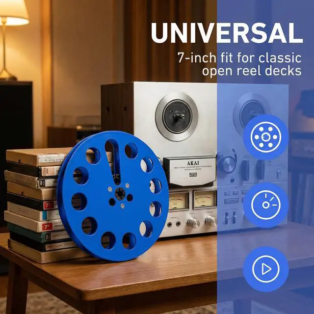 Alt view image 4 of 7 - 7 Inch Empty Takeup Reel, 1/4 Inch Reel-to-Reel Tape Reel, Blue | Durable lightweight construction for tape winding and storage, compatible with most open reel recording systems