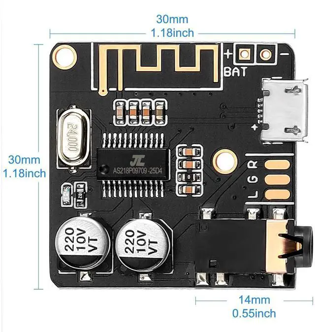 Alt view image 6 of 7 - 5pcs Bluetooth Audio Receiver Board BT 5.0 Stereo Audio Amplifier 3.7-5V Car Speaker Amplifier for DIY