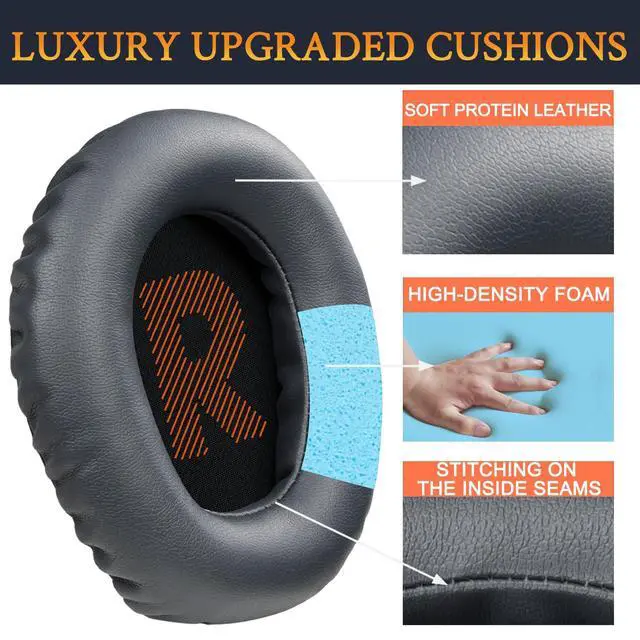 Alt view image 4 of 6 - Professional Replacement Earpads Cushions for JBL Quantum 100/100X/100P/100M2 (Q100/Q100X/Q100P/Q100M2), Quantum 350 (Q350) Headphones, Ear Pads with Softer Protein Leather - Titanium