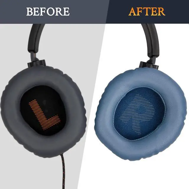Alt view image 5 of 6 - Professional Replacement Earpads Cushions for JBL Quantum 100/100X/100P/100M2 (Q100/Q100X/Q100P/Q100M2), Quantum 350 (Q350) Headphones, Ear Pads with Softer Protein Leather - Navy Blue