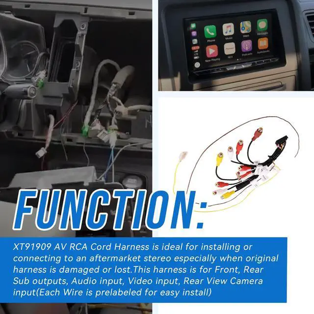 Alt view image 3 of 7 - XT91909 24Pin AV RCA Harness,for Full-Car Audio/Video Upgrade | Fit for Pioneer AVH-W4400NEX,AVH-W4500NEX,AVIC-W6400NEX,AVIC-W6500NEX,AVIC-W6600NEX(CDP1803),for Select in Dash Head Unit